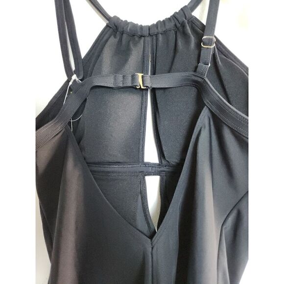 NWT Adore Me Black High Neck Open Front/Racer Back 1 Piece Swimsuit size Large - Picture 4 of 6